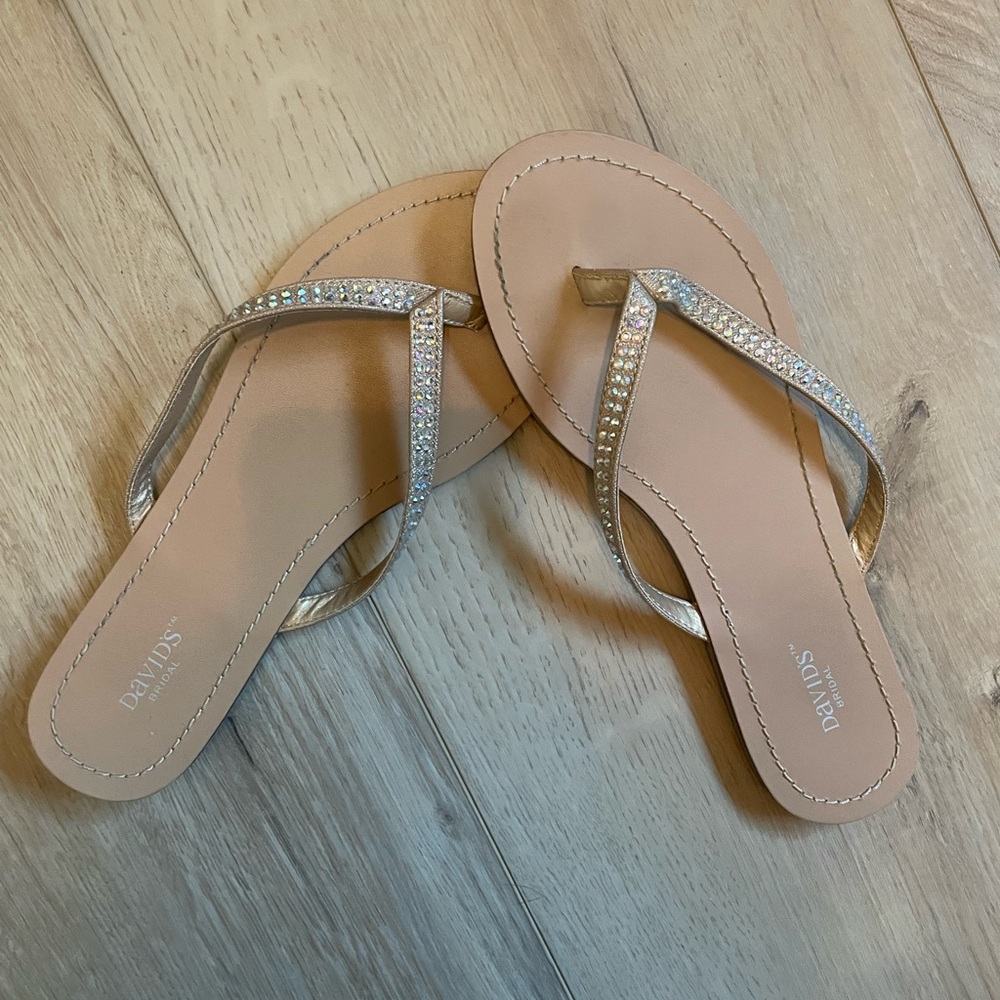 David's Bridal Silver Rhinestone Sandals